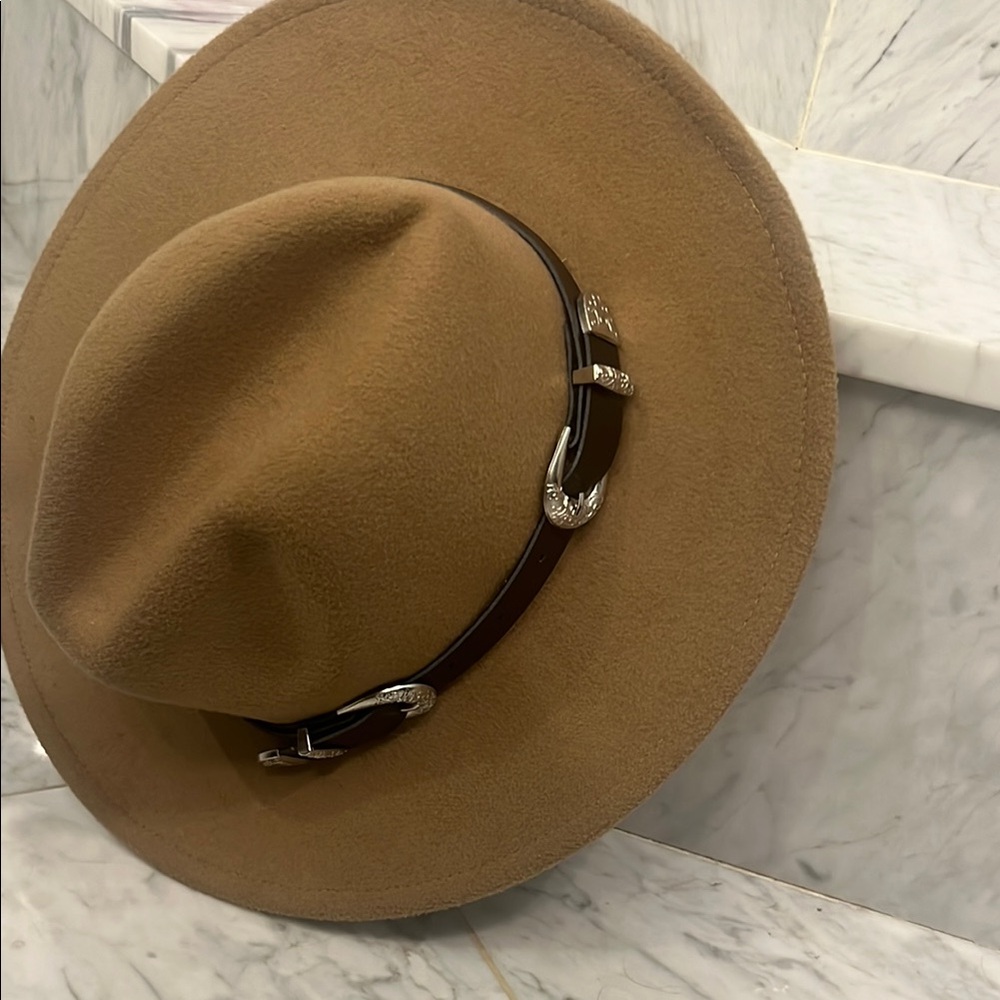 Kendall & Kylie Tan Fedora Hat with Silver Details